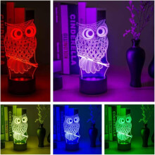 Lampka nocna 3D z iluzją sowy, 7-kolorowa lampka stołowa LED USB, kompatybilna z wystrojem pokoju dziecięcego i domu