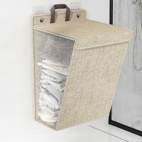 (Beige) Large Capacity Laundry Basket Practical Foldable Dirty Clothes Storage Box For Bathroom 1
