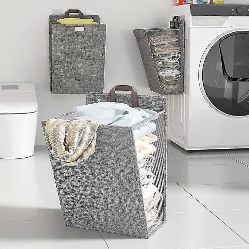 (Grey) Large Capacity Laundry Basket Practical Foldable Dirty Clothes Storage Box For Bathroom 2