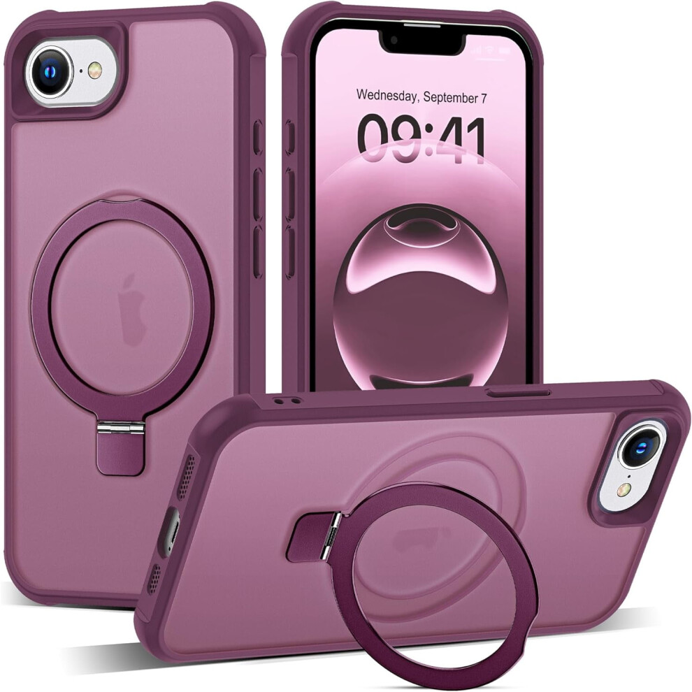 Compatible With Iphone 16E Case: Military-Grade Translucent, Invisible Magnetic O-Ring Stand, Magsafe-Compatible, Great Grip, 6.1" 9028731206042