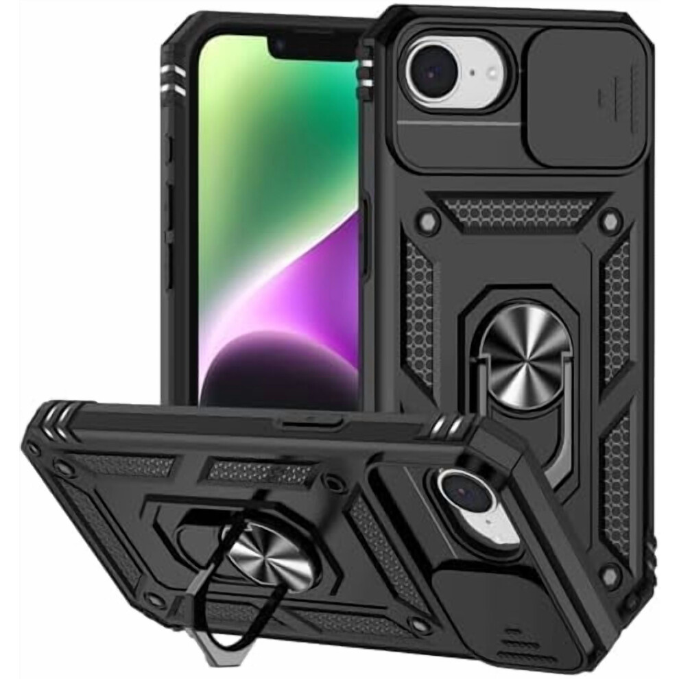 Case Compatible With Iphone 16E 2025 With Sliding Lens Cover, Military Armor Shockproof Protective Case With 360 Rotating Stand For Men Women 9028731205960