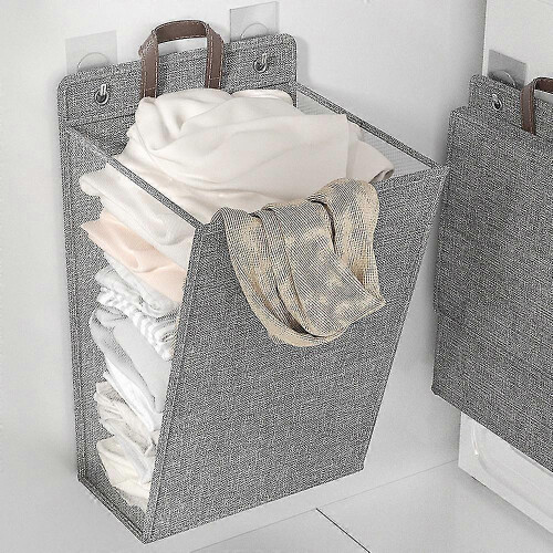(Beige) Large Capacity Laundry Basket Practical Foldable Dirty Clothes Storage Box For Bathroom 2