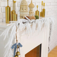 Guirlanda artificial branca de Natal Norfolk, 1,8 m/2,7 m, para decoração natalina interna e externa - lareira, escadas, decoração festiva de