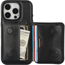 Kompatibel mit iPhone 16 Pro Wallet Case – Premium-Leder, Aufstellfunktion, Magnetverschluss, stoßfest, 6,3 Zoll