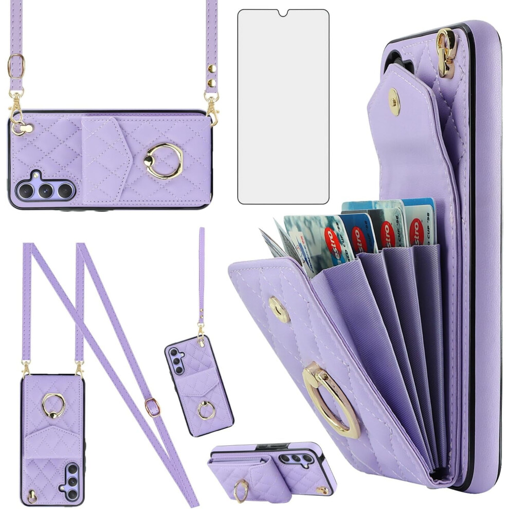 Galaxy A54 5G Wallet Case W/ Tempered Glass, Rfid Slot, Wrist Strap & Card Holder Â Compatible With Sm-A546u 9028731207018
