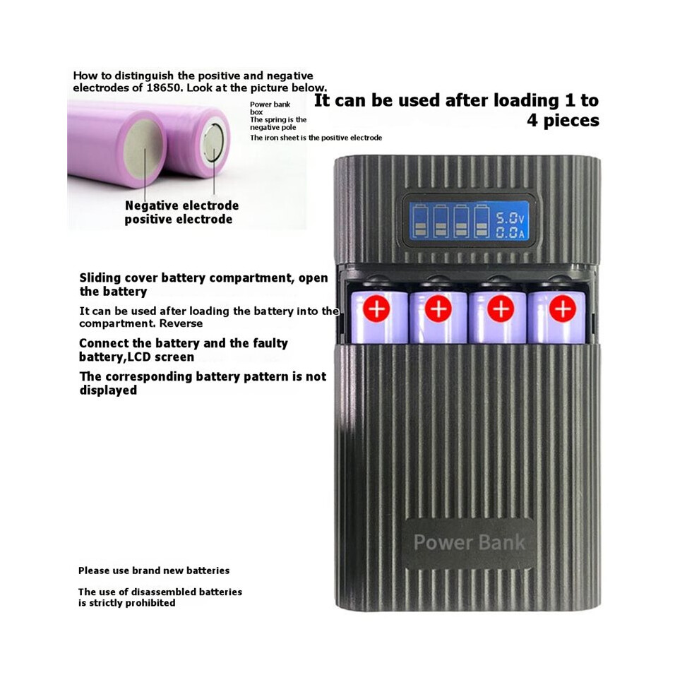 18650 Charger Power Box Lcd Digital Display 4X18650 Battery Holder Portable Fast Charging Mobile Power Bank Box A 4714092522109