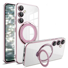 Kompatibel mit Samsung Galaxy S23FE Hülle – Transparente TPU-Bumper-Hülle mit Objektivschutz, Ständer, Ringhalterung, vergilbungsfrei, stoßfest