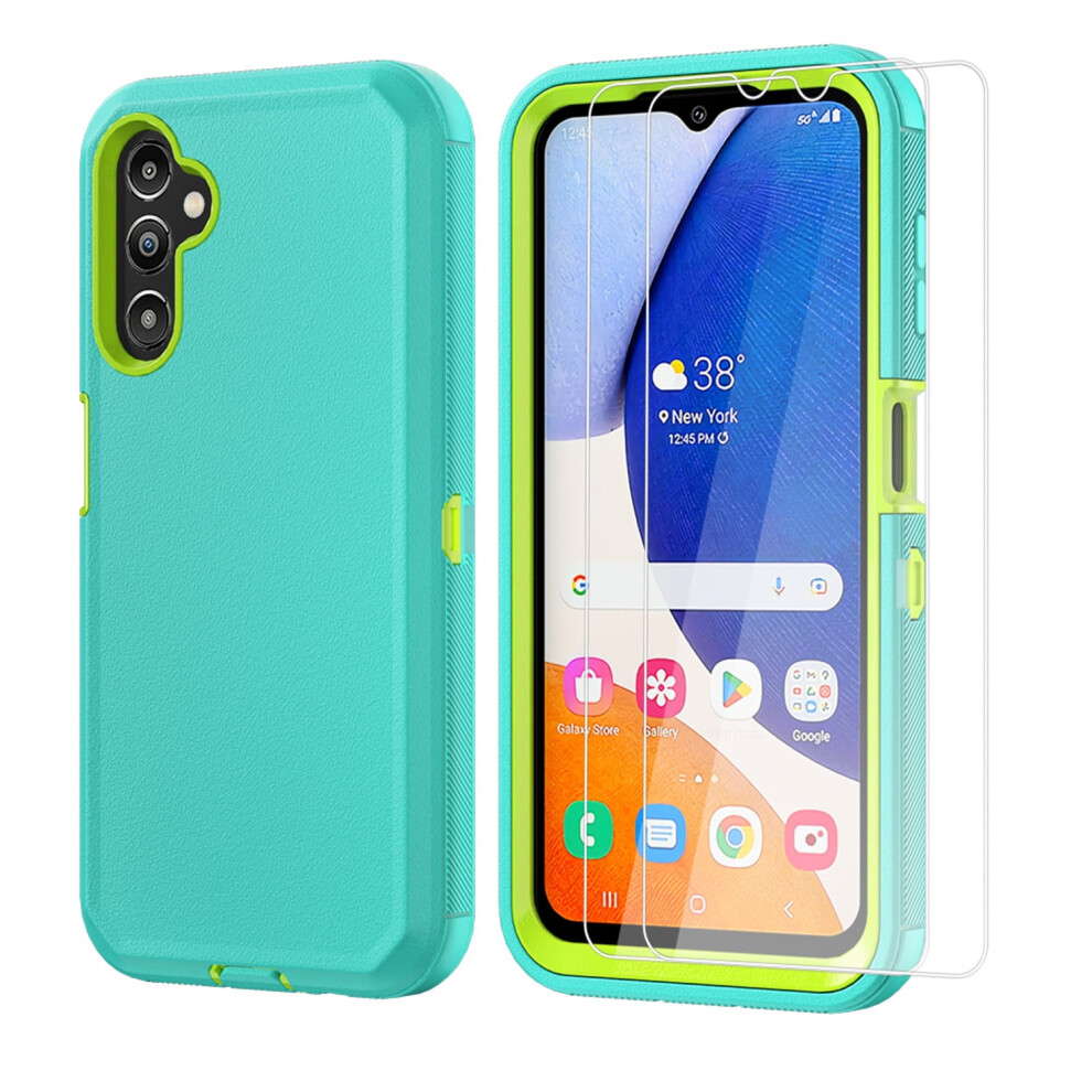 Aggxpf Galaxy A14 5G Case With Tempered Screen Protector (2 Pack), Heavy Duty Protective Phone Case, Shockproof Phone Cover For Galaxy A14 5G, Green 9028731209395