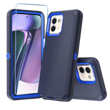 Aggxpf Moto G Stylus5G2023 Handyhülle mit Displayschutzfolie (2er-Pack), robuste Schutzhülle mit Fallschutz, Dunkelblau