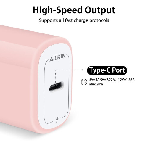 USB-C Wall Charger Block, 3PCS PD 20W Fast Charging Adapter Compatible with Android 1