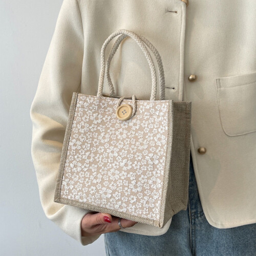 Γυναικεία τσάντα Tote, τσάντα χειρός από γιούτα casual Tote, κεντημένη εξατομικευμένη 1