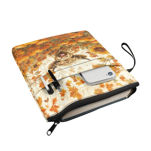 Highland Cattle Pumpkin Book Sleeve Polyester 1 pc 1