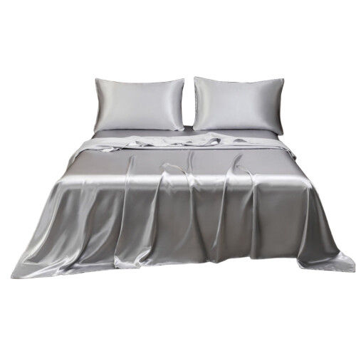 Satin-Bettwäsche-Set, 3-teilig, Doppelbettgröße, Grau 1