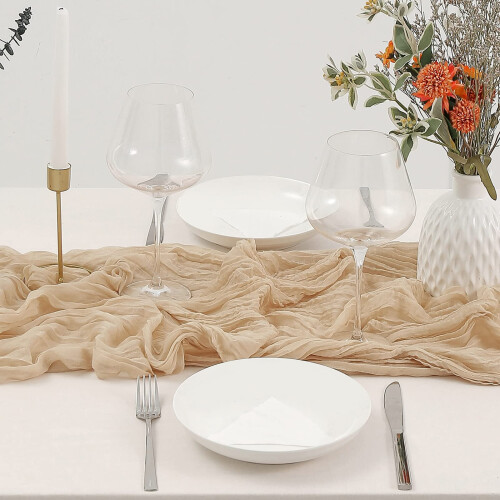 TETOU Cheesecloth Table Runner Boho Gauze Cheese Cloth Table Runner Wedding Home Table Decor 2
