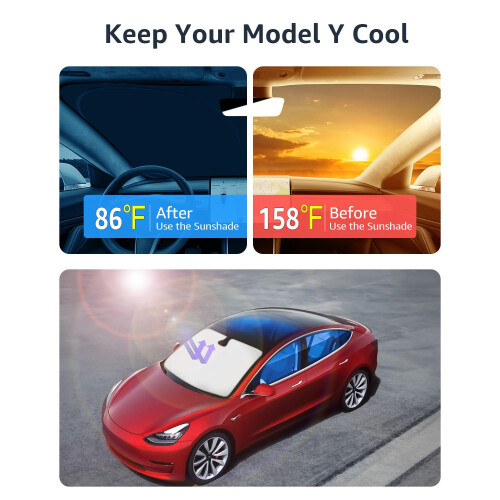 Sunshade for Tesla Model Y 20172025 Front Windshield UV Heat Blocking Reflective Foldable Custom Fit 1