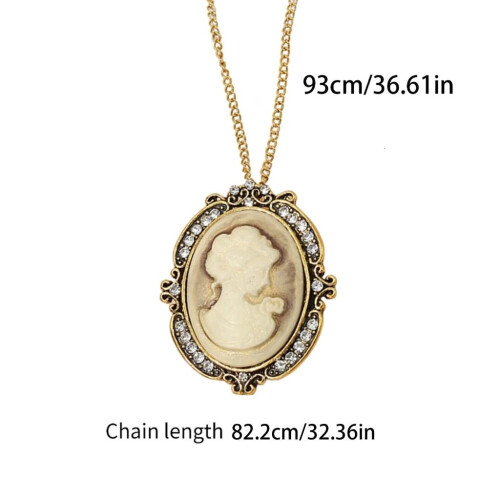 Κολιέ με οβάλ σχήμα Cameo και κρυστάλλινα στρας, vintage αξεσουάρ κοσμήματος 2