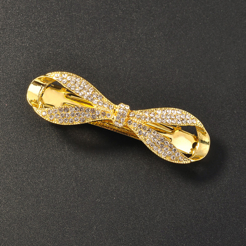 Reach-Tools Unisex White,Gold (White [Bright Gold]) Rhinestone Bow Hair Clips For Thick Hair