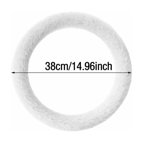White Plush Steering Wheel Cover 38 cm 2