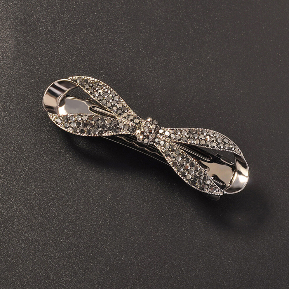 Reach-Tools Unisex Black,Grey (Grey [Gun Black]) Rhinestone Bow Hair Clips For Thick Hair