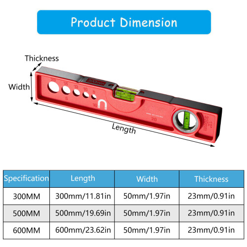 3 Size Torpedos Level, Magnetic Level Tool with 90/180-600MM 2