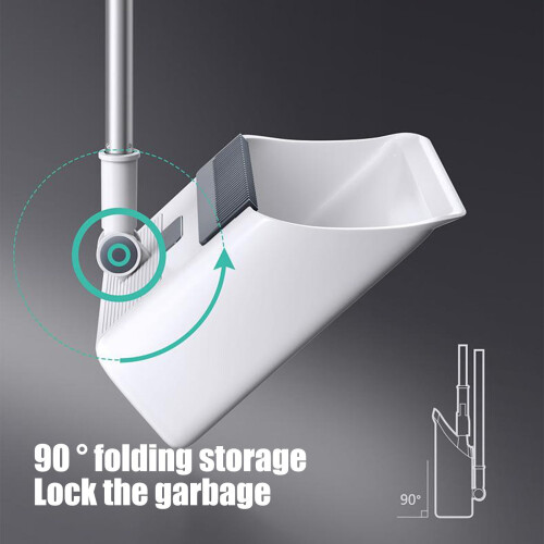 Broom and Dustpan Set White Adjustable Long Handle 3-in-1 2