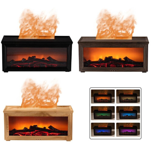 Remote Control Aromatherapy Fireplace Humidifier with Colorful Flame Light 2