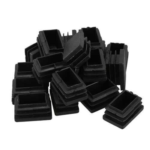 80 Pcs Plastic Rectangular End Cap 30mm X 20mm Threaded Pipe Tube Insert Rubber Feet 1