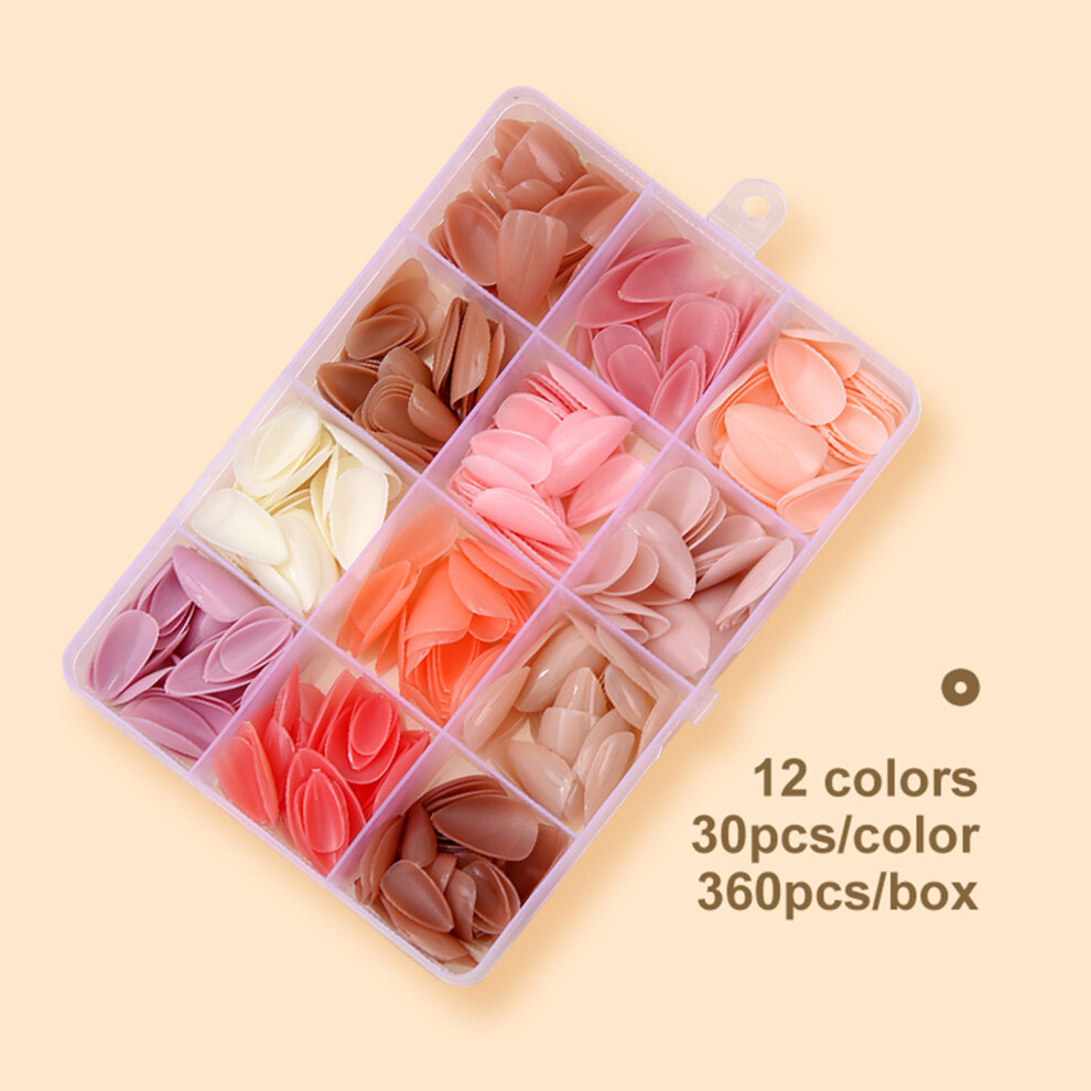Hue-Grain 12 Colors Short Press On Nails - 360Pcs Glossy Almond
