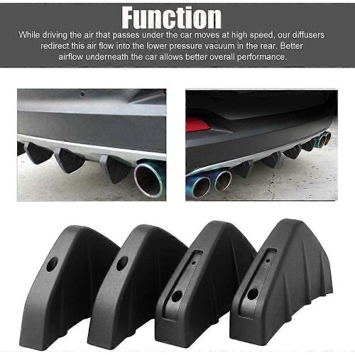Car Rear Bumper Spoiler,  Diffuser Fins Universal Shark Fin Diffuser,Rear Bumper Lip Diffuser Universal Auto Accessory Car Diffuser SpoilerBlack4Pcs 2