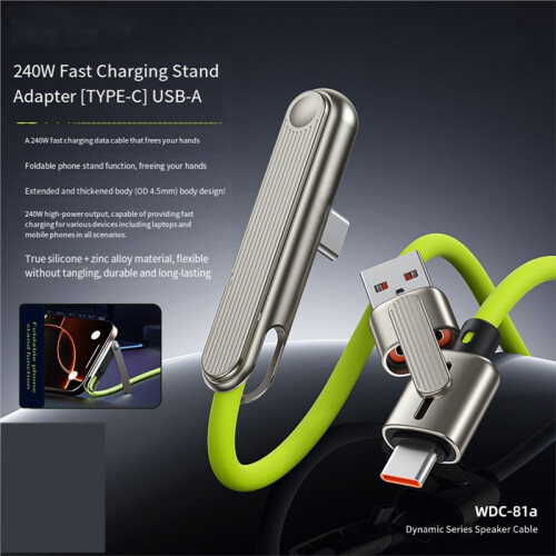 PD240W Fast Charging Cable Phone Tablet Foldable Holder 2 in 1 Charging Cable Folding Bracket Earphone Data Wire A 2