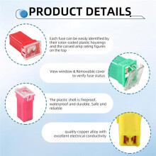 20PCS Car Fuses Assortment Kit, Tall/Standard and Low Profile Box Shaped Fuses for Pickup Trucks, Cars, RVs, and SUVs