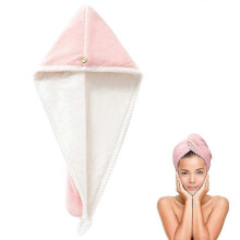 (Pink white) Hair Towel Wrap, Hair Turban Towel Twist Turban Dry Hair Caps With Buttons  Dry Hair Hat(Multiple Available)