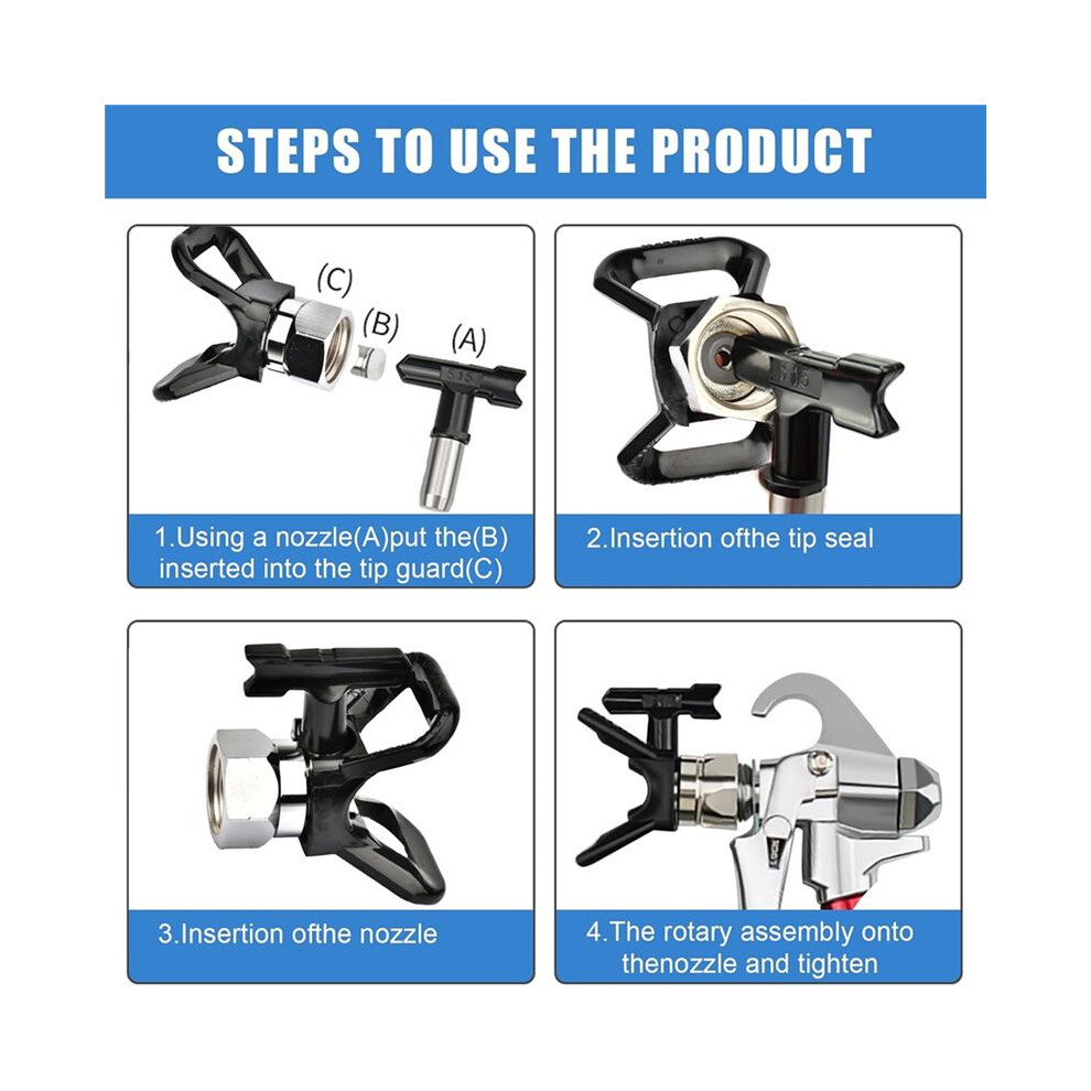 Airless Paint Set, 6 Airless Paint Double Sided Nozzles, 2 Nozzle Guards And 6 Filters For Construction, Fence Black 4714149757324