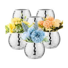 6 Peças de Vaso de Bola de Discoteca, Plantador de Bola de Discoteca para Peças Centrais, Decoração de Bola de Discoteca, Vaso de Flores com Vidro
