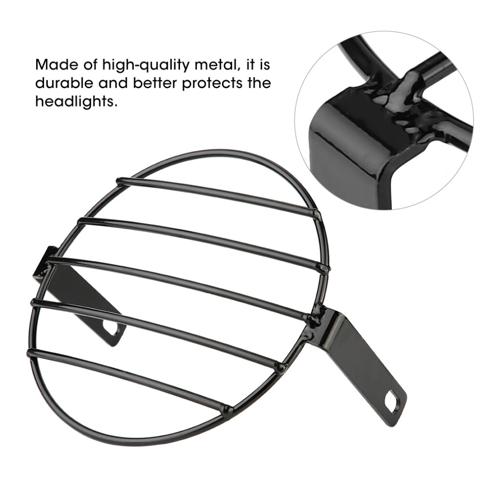 7Inch Durable Metal Motorcycle Headlight Cover Retro Side Mount Steel Material 9471390766950