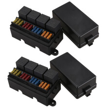 2X 12 Way Blade Fuse Holder Box with Spade Terminals and Fuse 4PCS 4Pin 12V 80A Relays for Car Truck Trailer and Boat