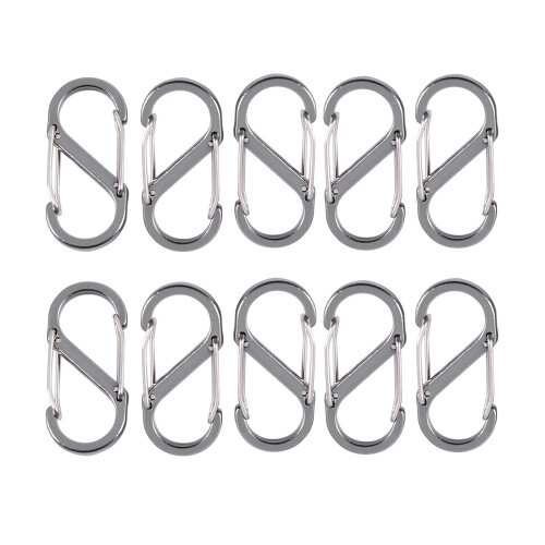 10 Pcs  S Shape Key Chain Carabiner Fuse Clips (Silver)