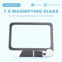 Full-Page 5X Magnifying Glass for Reading, Folding Lighted Magnifier with 48 LED Lights, Rectangular Handhold Magnifier