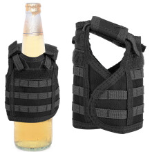 Black Military Miniature Beverage Bottle Can Holder with Adjustable Straps