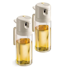 2 Uds. Pulverizador y Dispensador de Aceite de Vidrio, Botella Pulverizadora de Aceite con Vertedor para Cocina, Botella de Aceite Transparente de