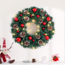 Guirlanda de Natal pré-iluminada de 40 cm - Decoração artificial para porta de entrada, alimentada por bateria, guirlanda iluminada para uso