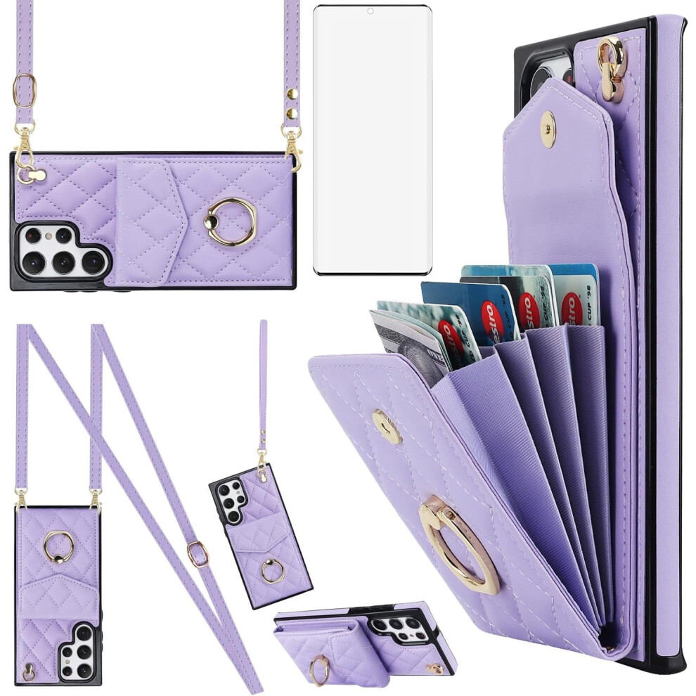 Phone Case Compatible With Galaxy S22 Ultra 5G Â Wallet Cover With Tempered Glass, Wrist Strap, Rfid-Blocking Card Holder 9028731228259