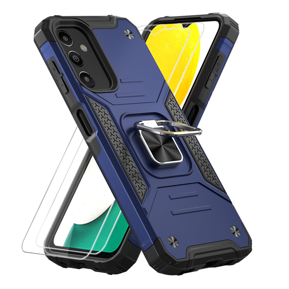 Aggxpf Compatible With Samsung A14 5G Case + Tempered Screen Protector + Metal Ring Stand, Blue 9028731228464