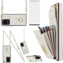 Handyhülle kompatibel mit Galaxy S20 Ultra 5G – Brieftaschenhülle mit gehärtetem Glas, Umhängering und RFID-blockierendem Kartenhalter
