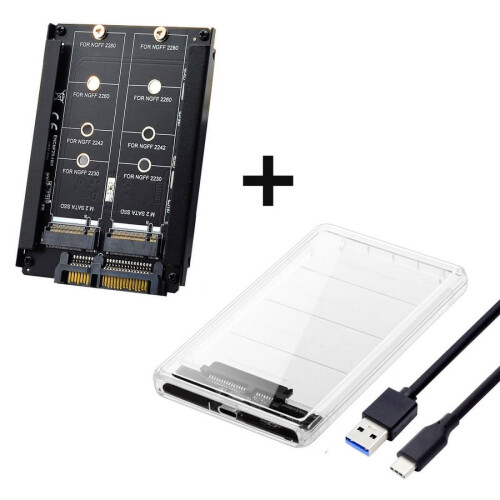 Gabinete combinado CY Dual NGFF B+M-Key M.2SSD Card JBOD Raid0Span Bridge para USB 3.0 Tipo-C USB-C SATA de 2,5 polegadas