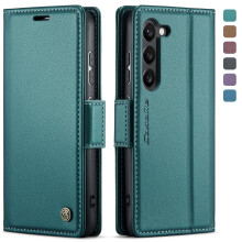 Samsung Galaxy S25 Brieftaschenhülle – RFID-blockierendes PU-Leder-Folio mit Magnetverschluss, Grün