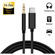 USB-C til 3,5 mm lydadapter – Kompatibel med Pad Pro2018, Pixel2/3XL, Moto Z, Galaxy Note10+, Huawei, HTC – Sort