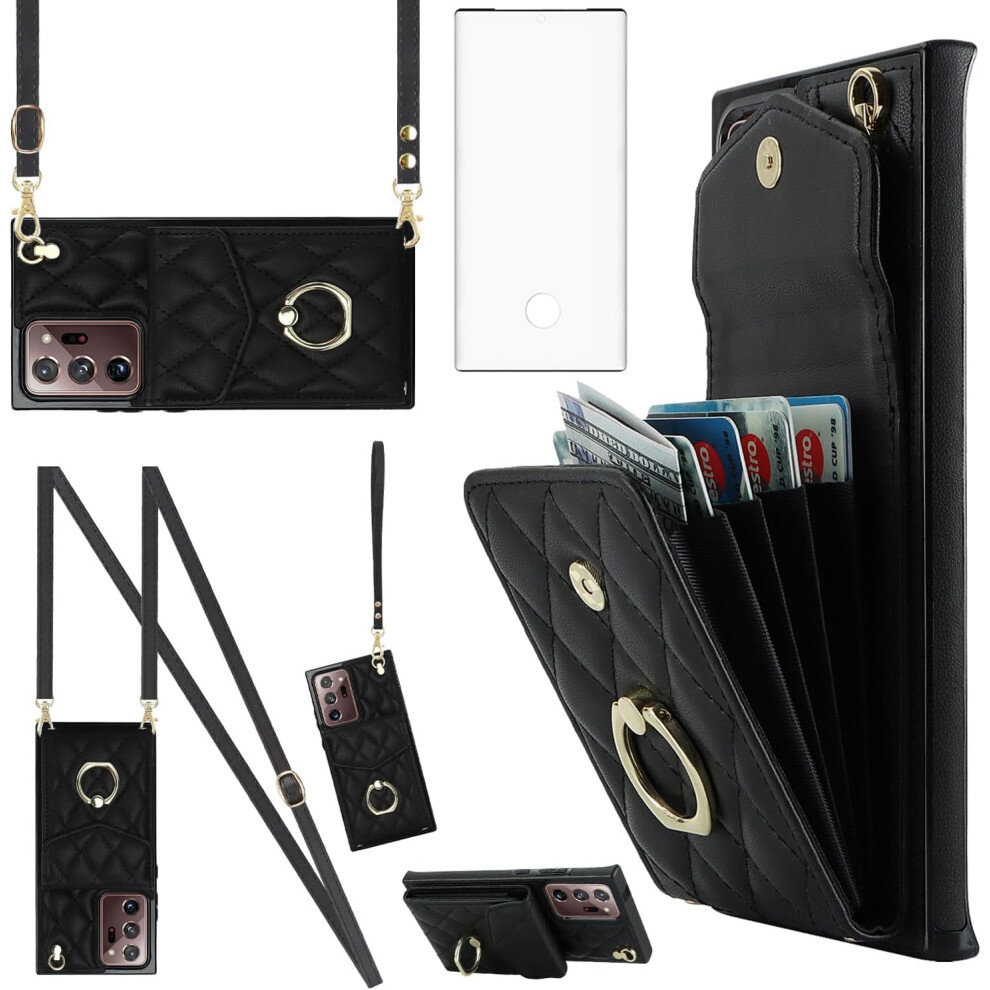 Phone Case Compatible With Galaxy Note 20 Ultra 5G Â Wallet Cover With Screen Protector, Ring, Rfid-Blocking Card Holder 9028731229713