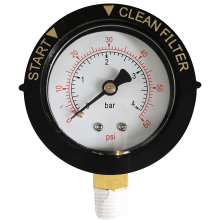 190058 Manómetro de presión de agua de 2" (0-60 PSI), montaje inferior NPT de 1/4", compatible con filtros de piscinas, spas y acuarios.