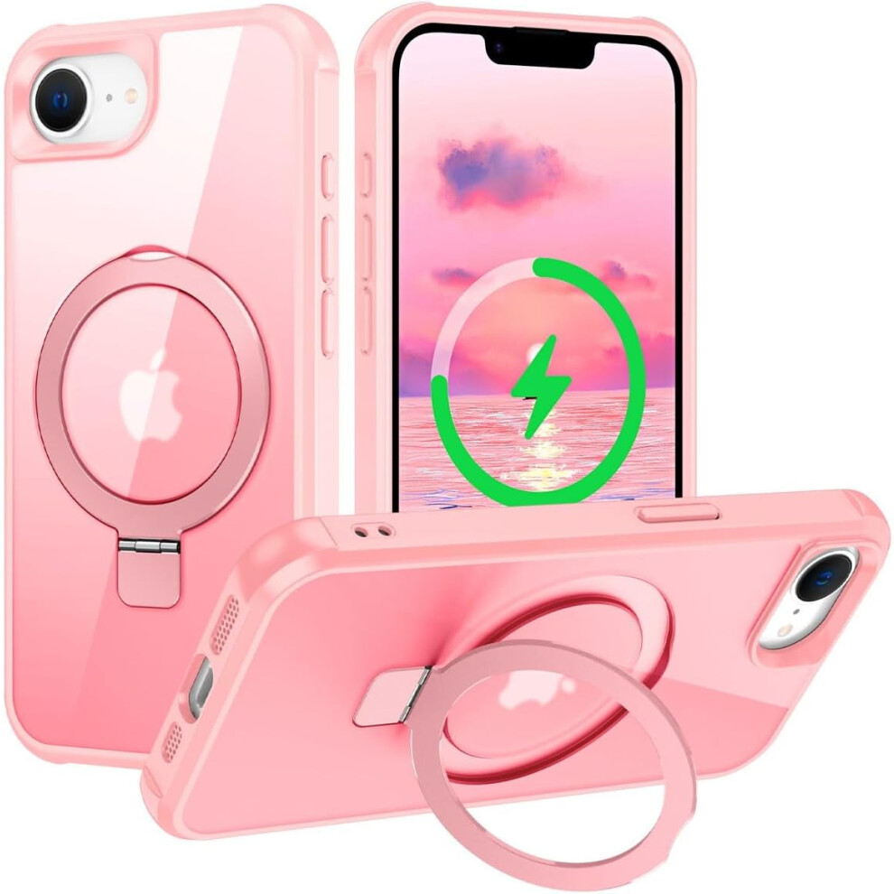 Iphone 16E Case With Magnetic Ring Stand, Magsafe Compatible, Military-Grade Slim Shockproof Translucent 9028731231662